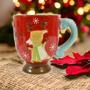 Vintage Target Christmas “Happy Holidays” Reindeer Coffee Mugs Cups 18 oz.